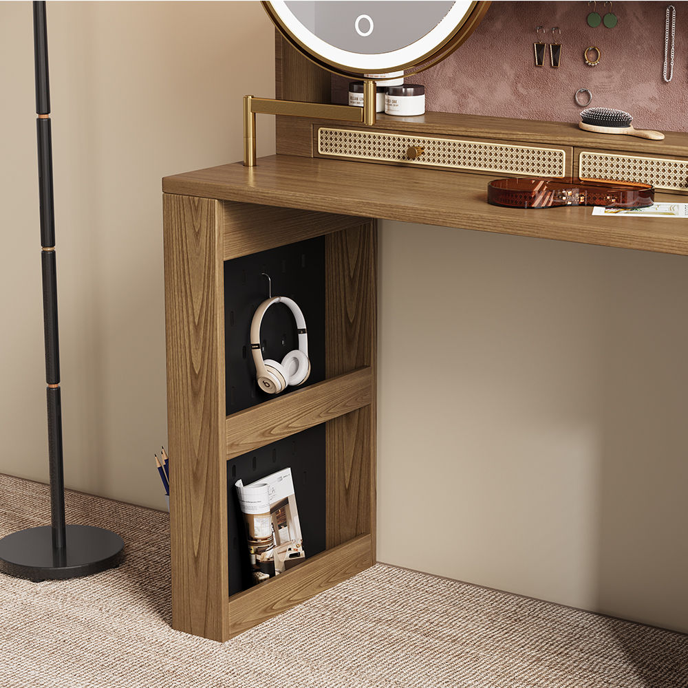 On the Ground Walnut MDF Makeup Vanities