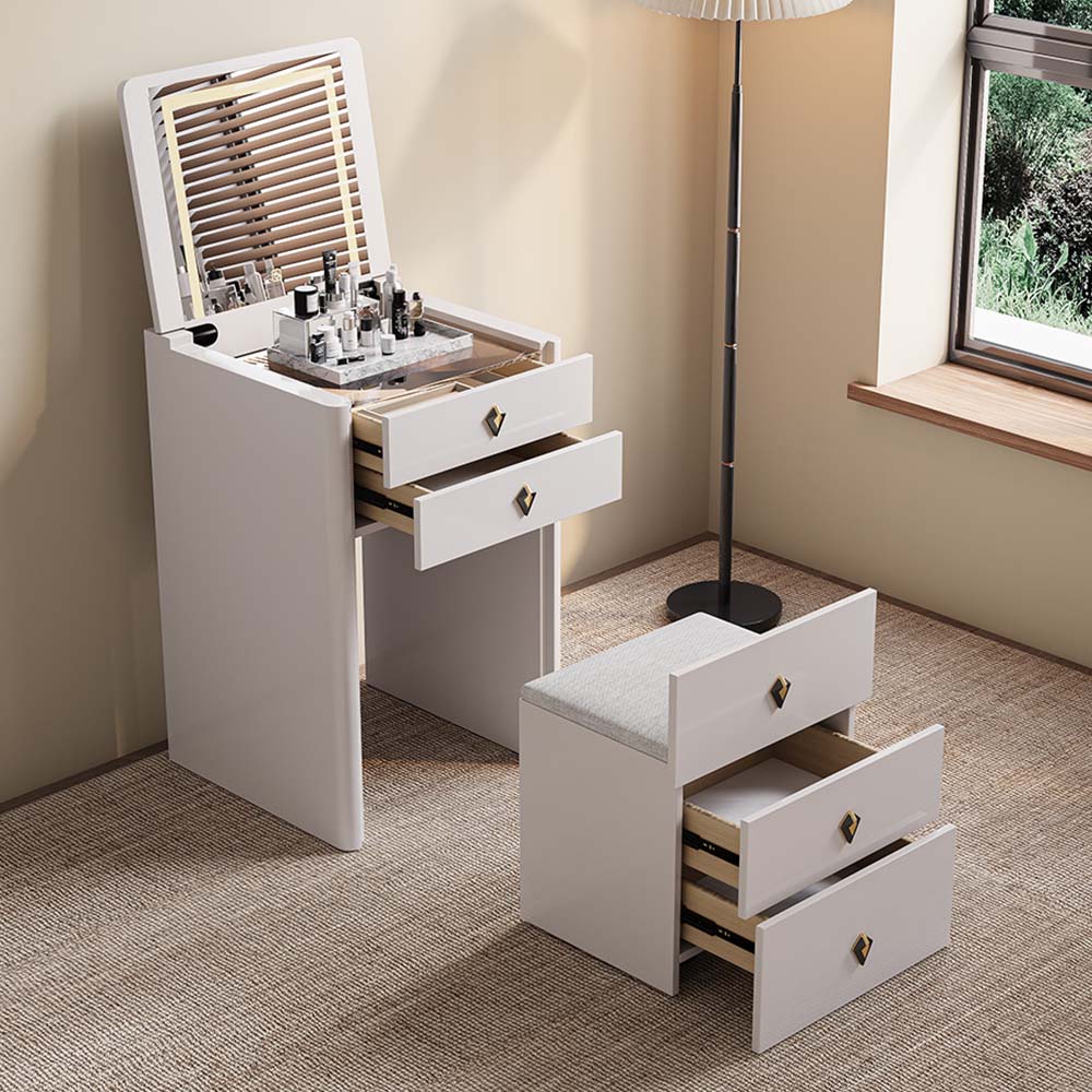 Solid Wood Beige Solid Wood Makeup Vanities