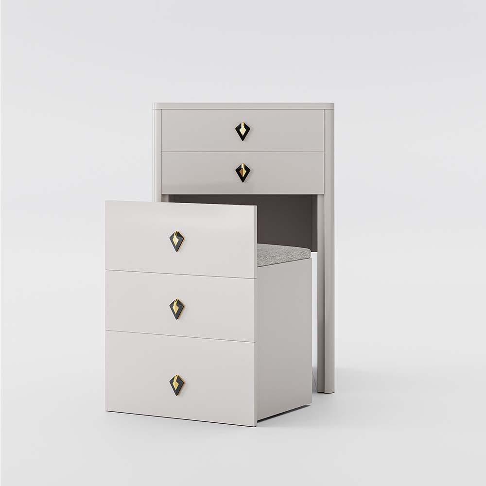 with Chairs Beige Solid Wood Makeup Vanities