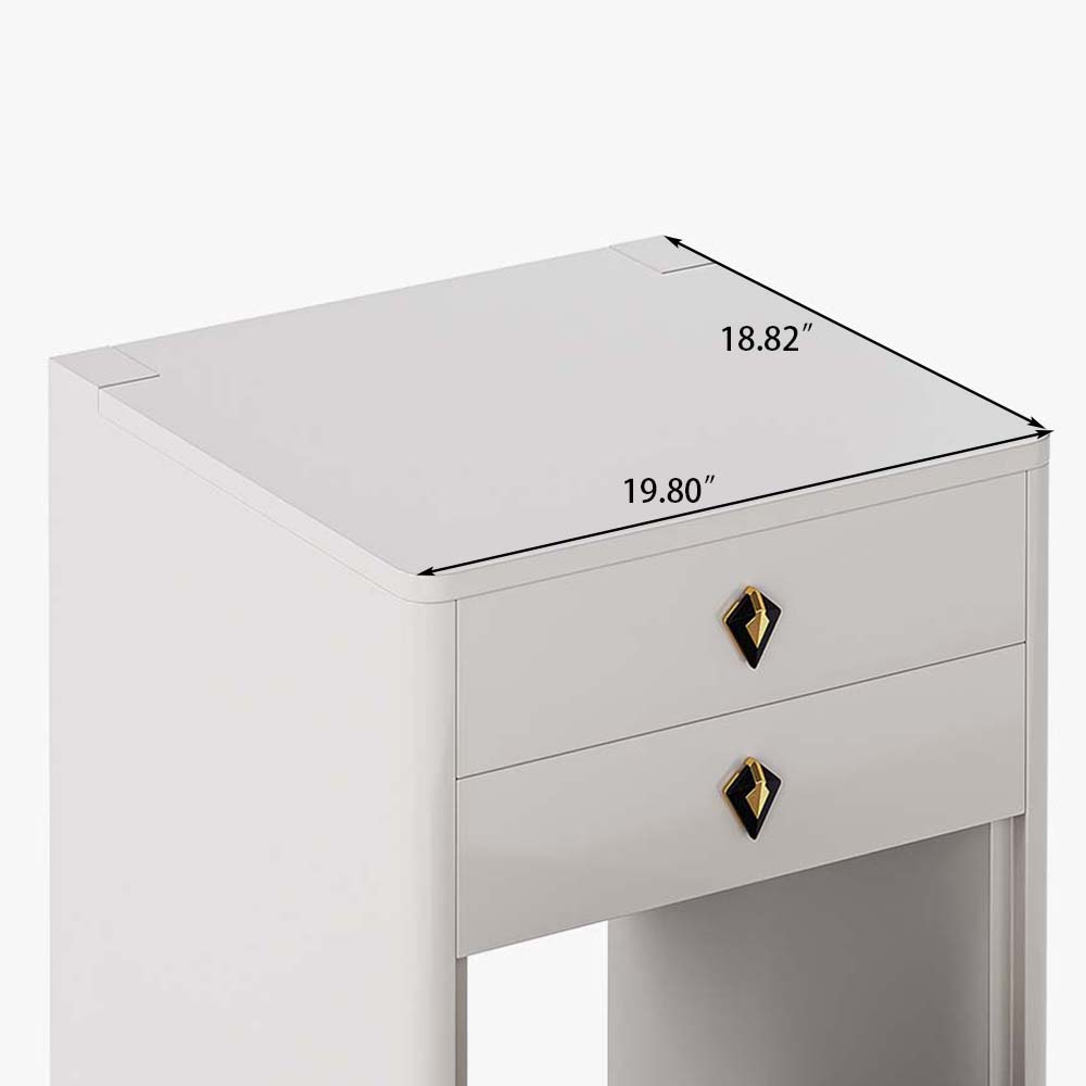 with Chairs Beige Solid Wood Makeup Vanities