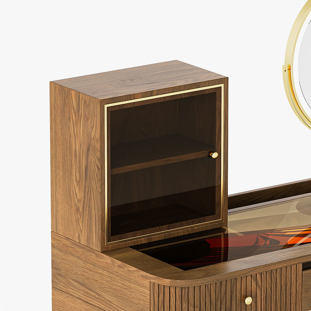 On the Ground Walnut Color MDF Makeup Vanities