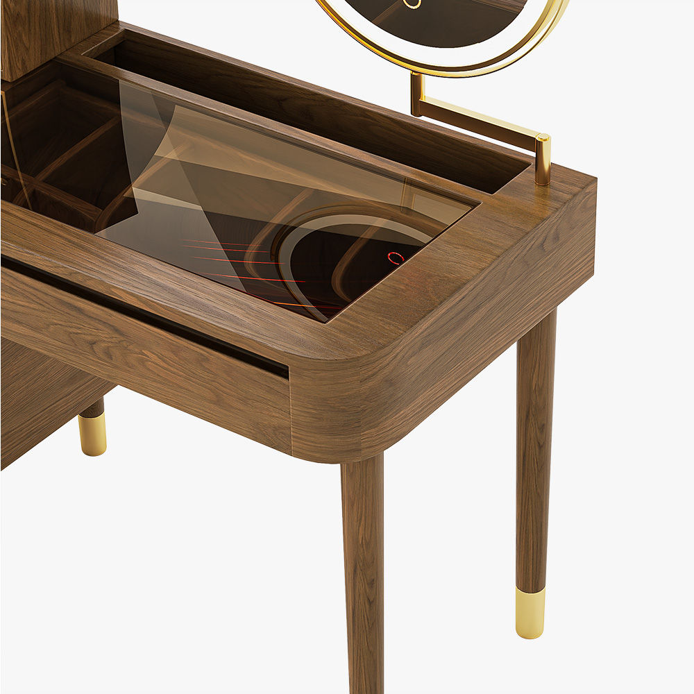 with Chairs Walnut Color MDF Makeup Vanities