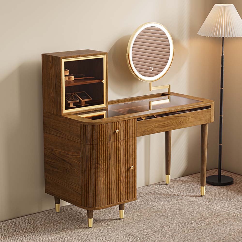 On the Ground Walnut Color MDF Makeup Vanities