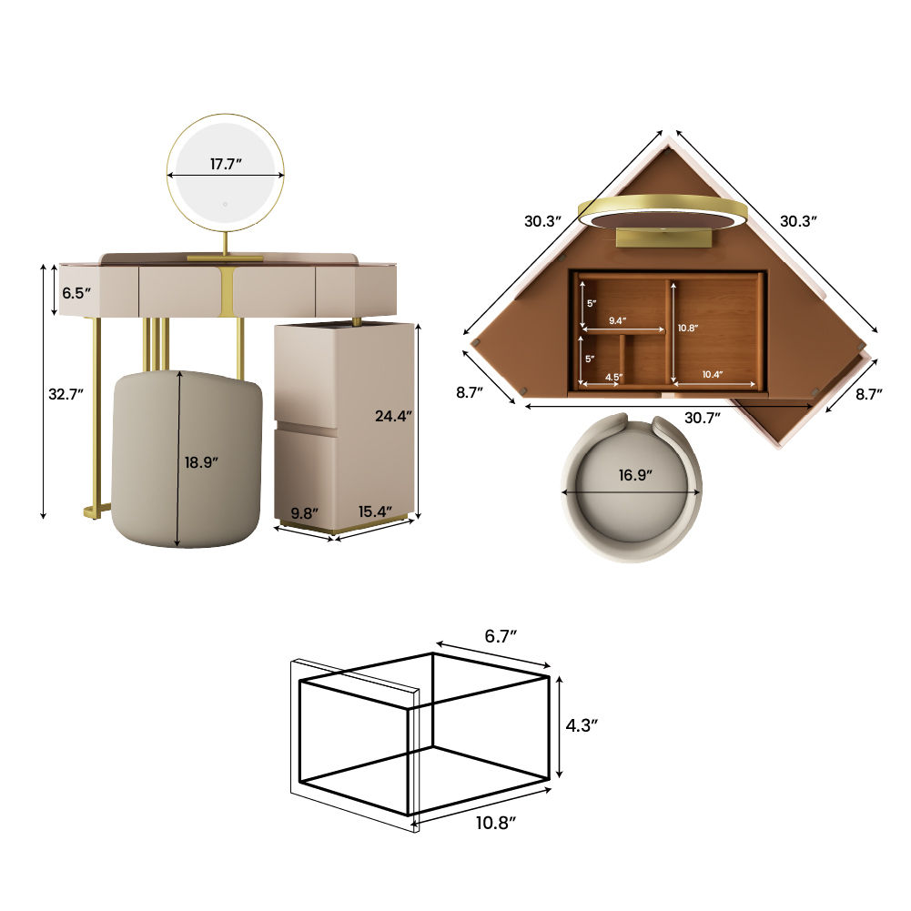 Modern White MDF Makeup Vanities
