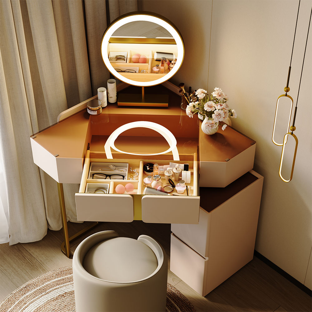 with Drawers White MDF Makeup Vanities