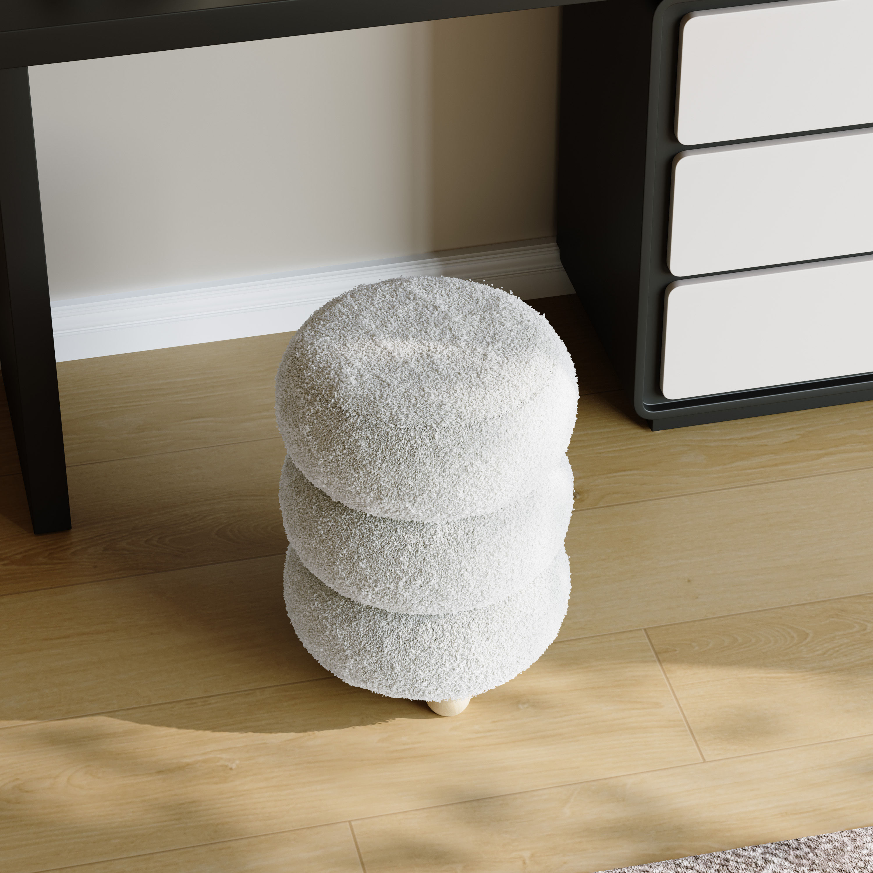 White Corduroy Makeup Vanities