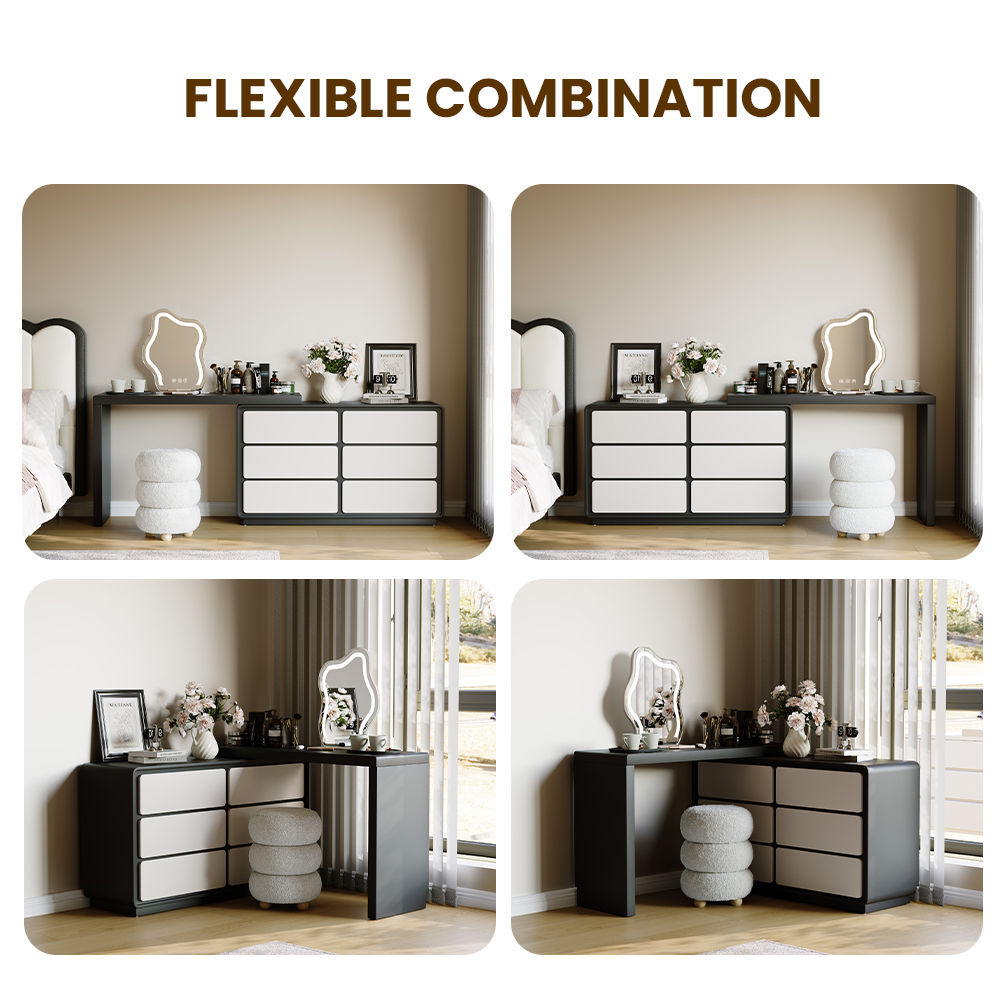 Wood White & Black Plywood Makeup Vanities