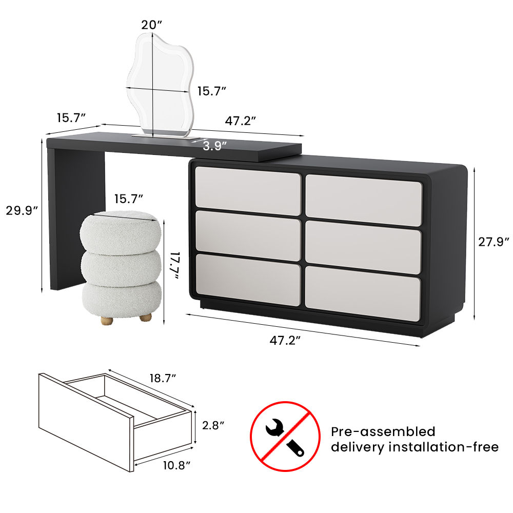 with Cabinets White & Black Plywood Makeup Vanities