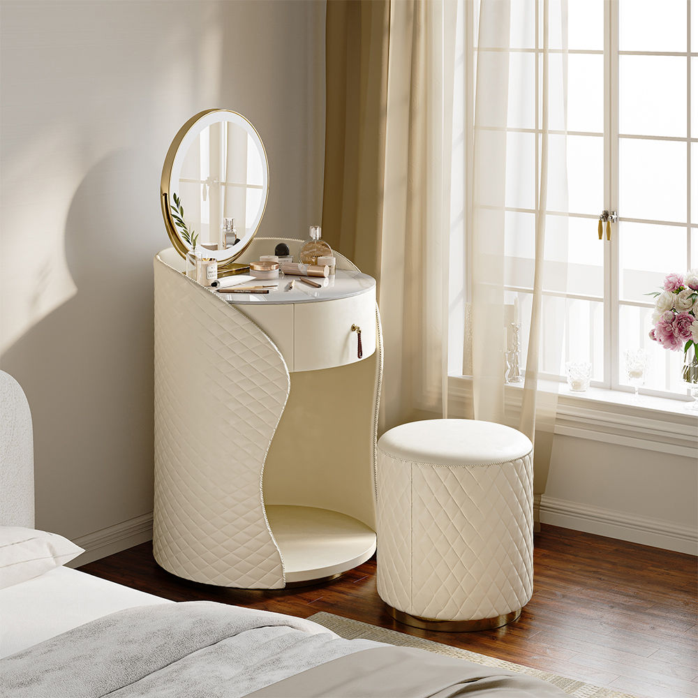Beige MDF Makeup Vanities