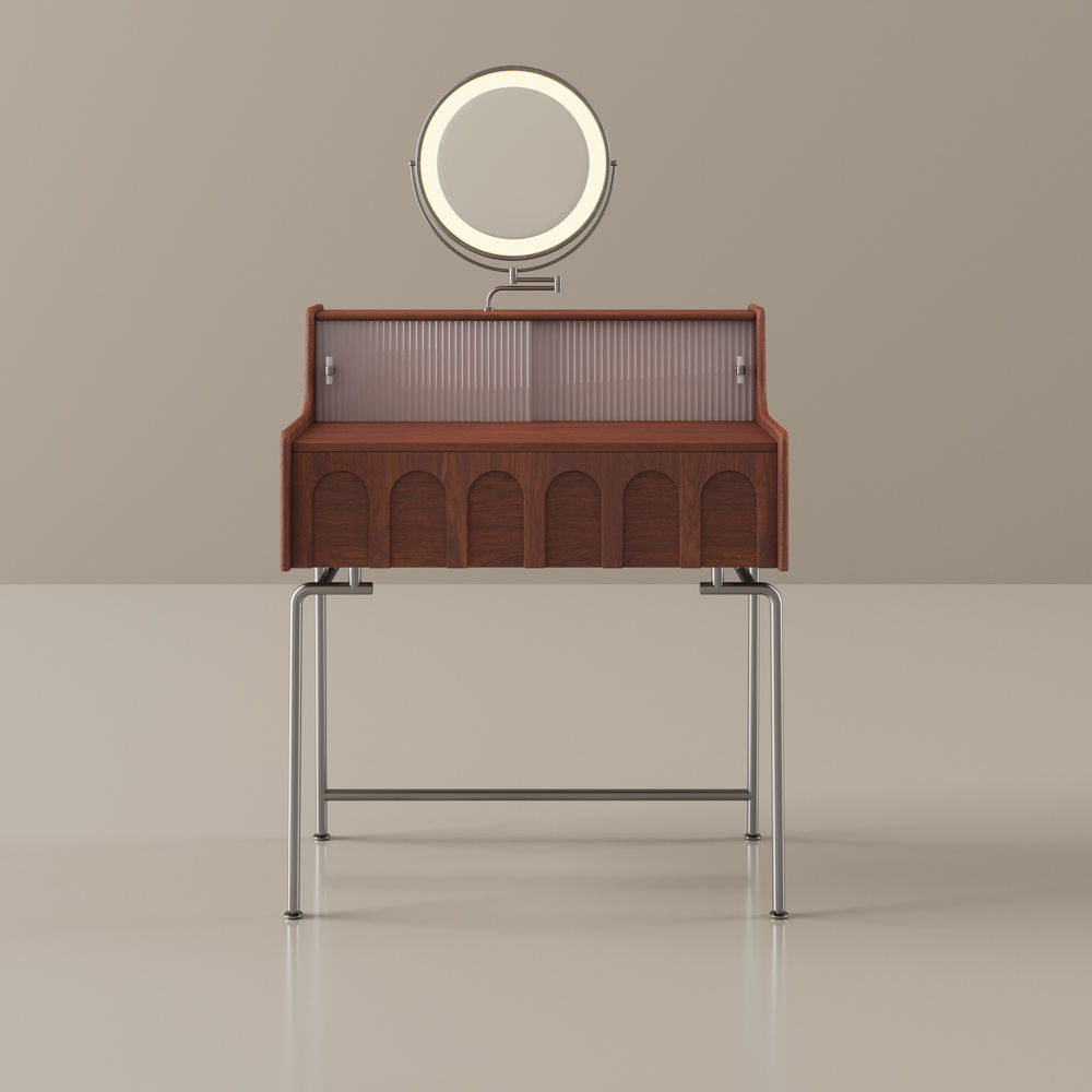 Walnut Color Plywood Makeup Vanities