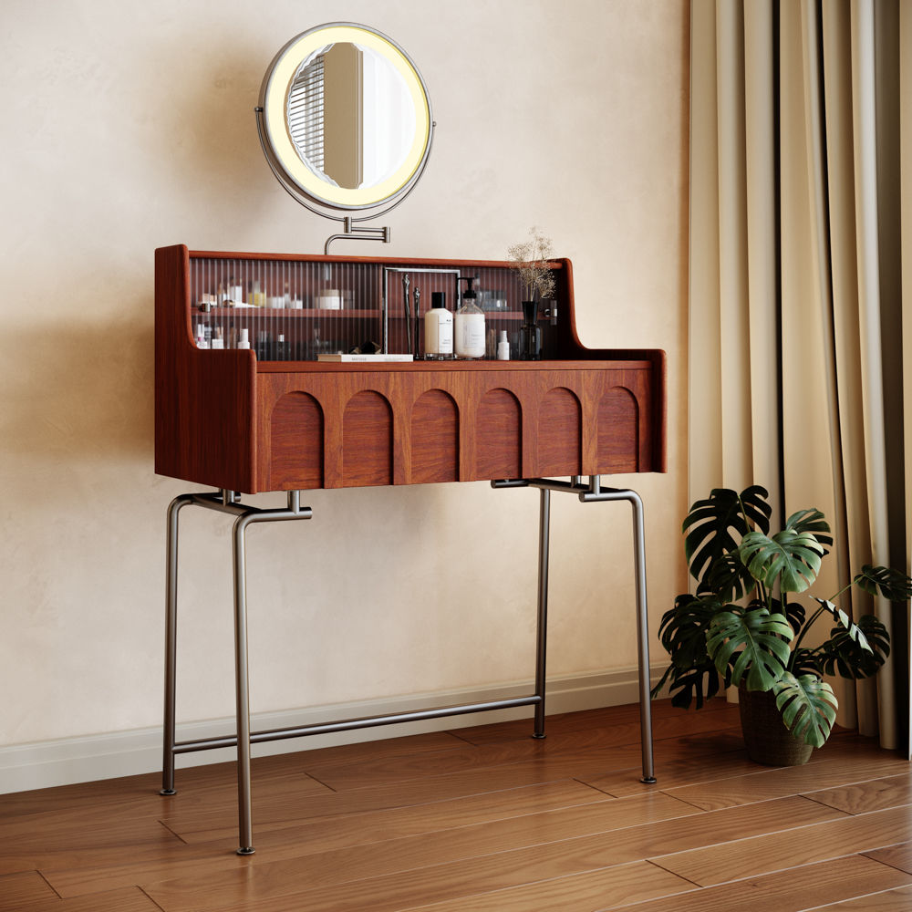Walnut Color Plywood Makeup Vanities