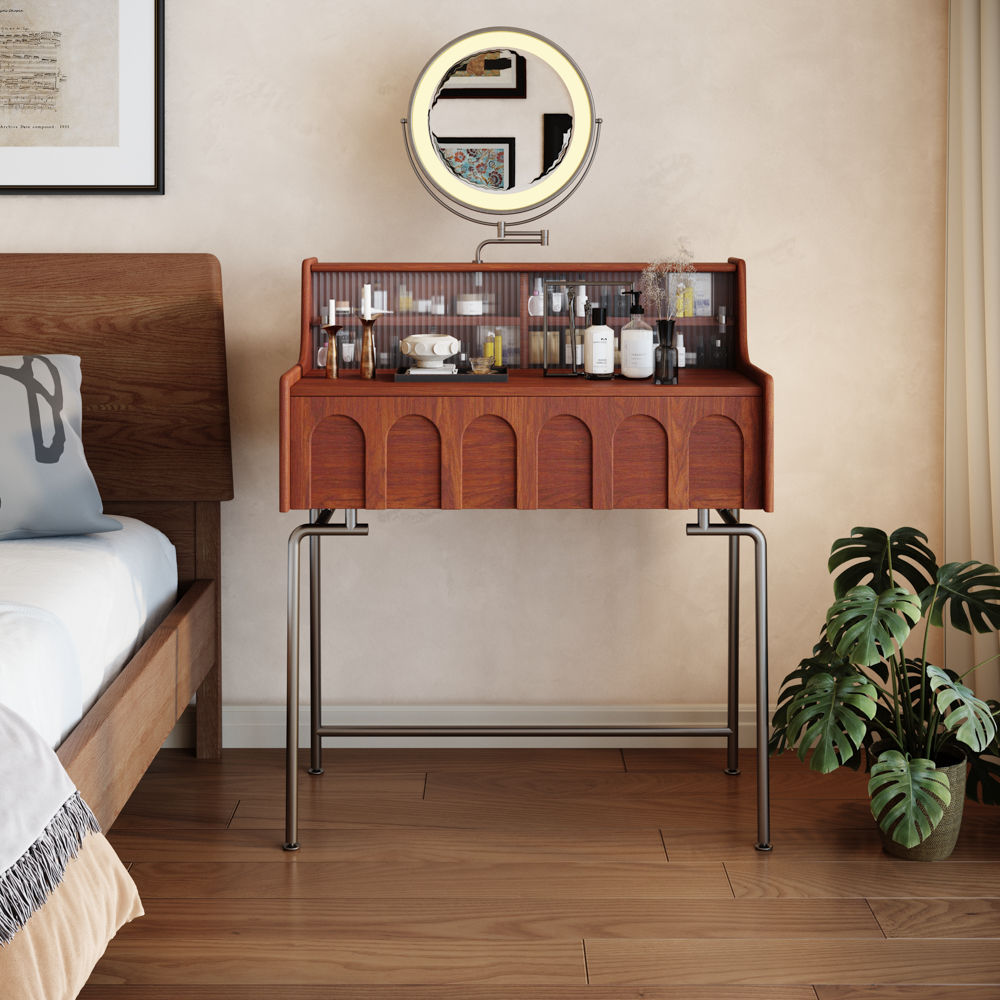 Walnut Color Plywood Makeup Vanities