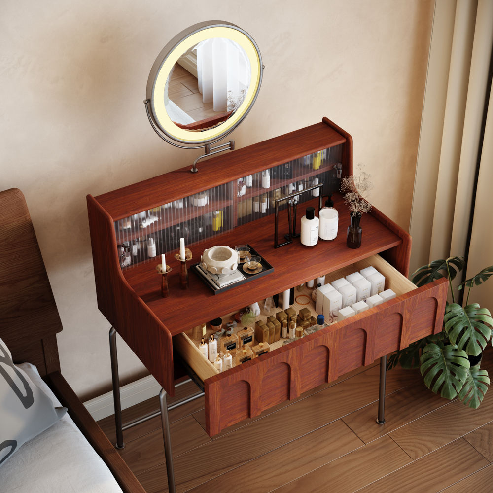 Walnut Color Plywood Makeup Vanities