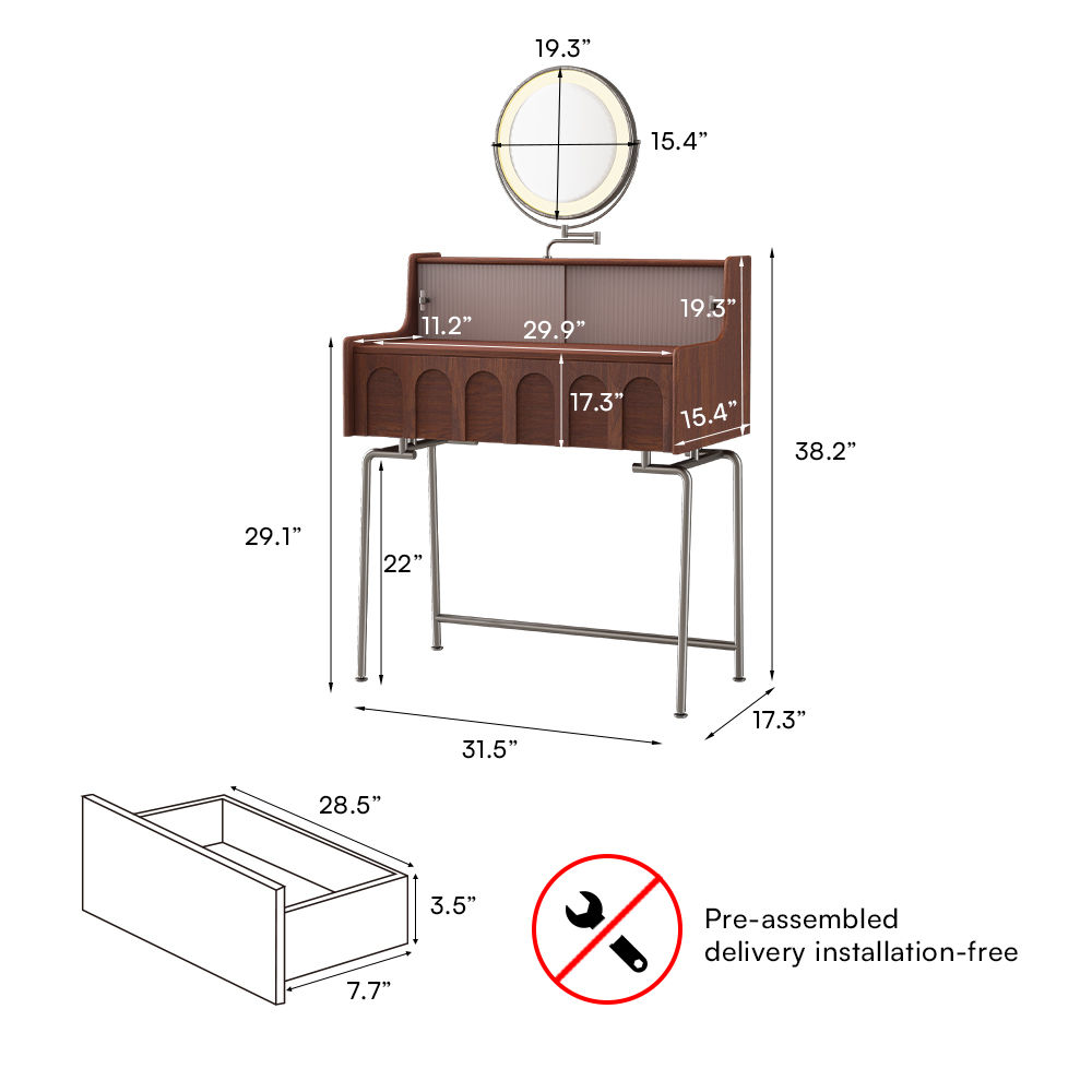 Walnut Color Plywood Makeup Vanities