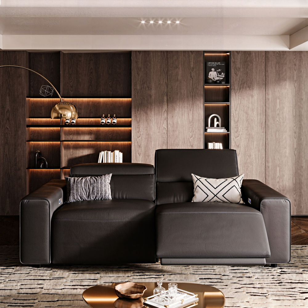 Memory Foam Black Eco-friendly Microfiber Leather Modular Sofas