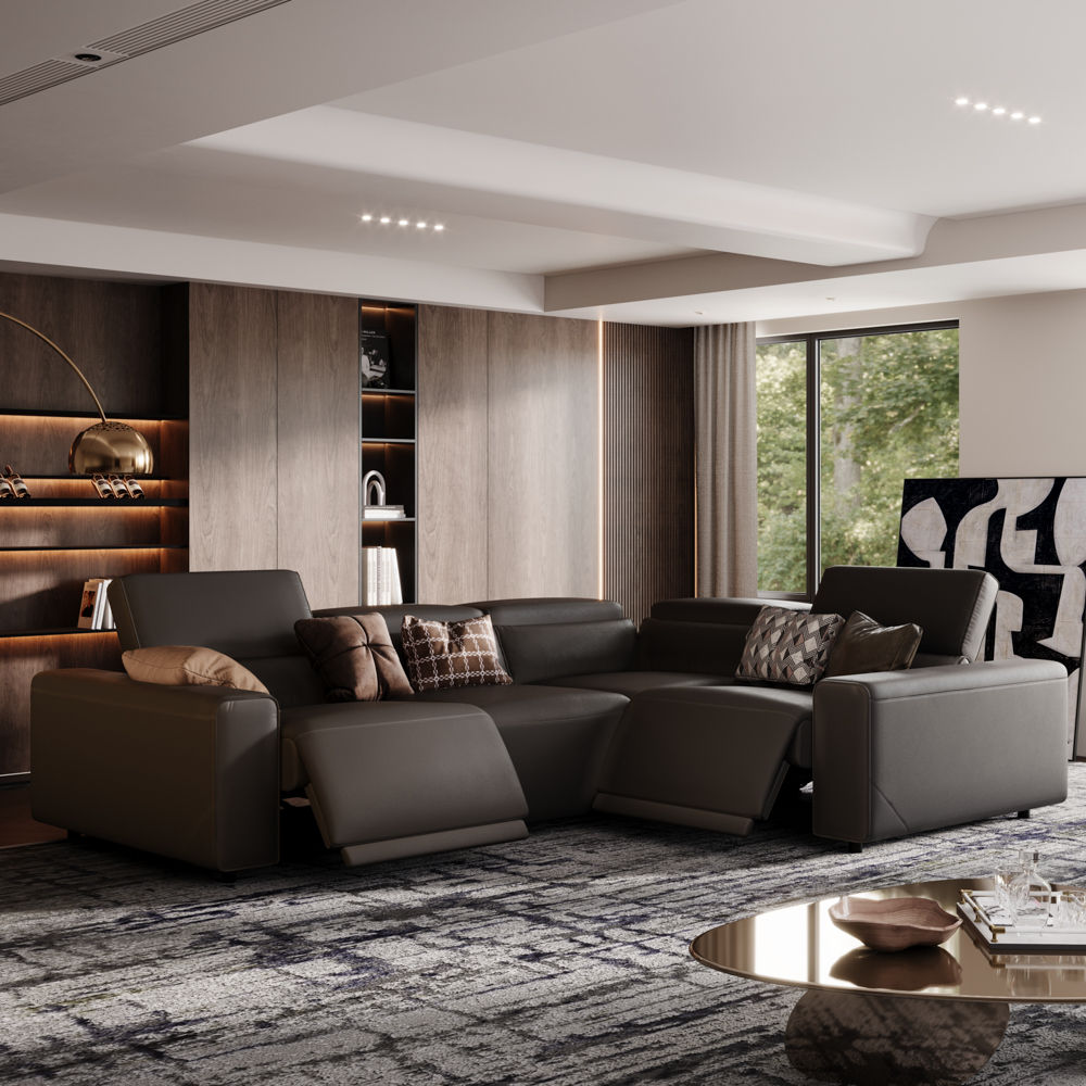 Memory Foam Black Eco-friendly Microfiber Leather Modular Sofas