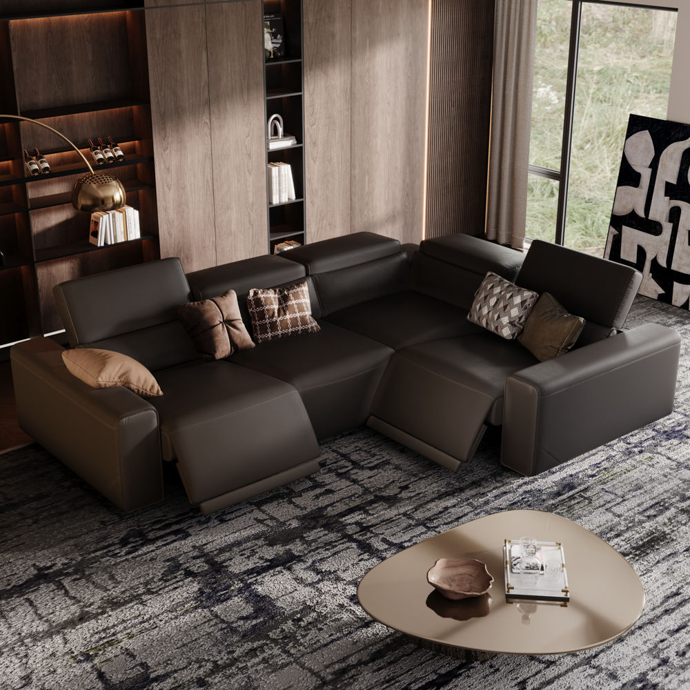for 4 Black Eco-friendly Microfiber Leather Modular Sofas