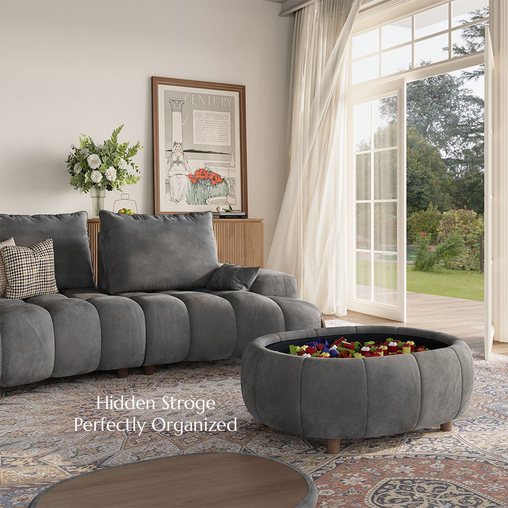 Very Relaxed Grey Velvet Modular Sofas