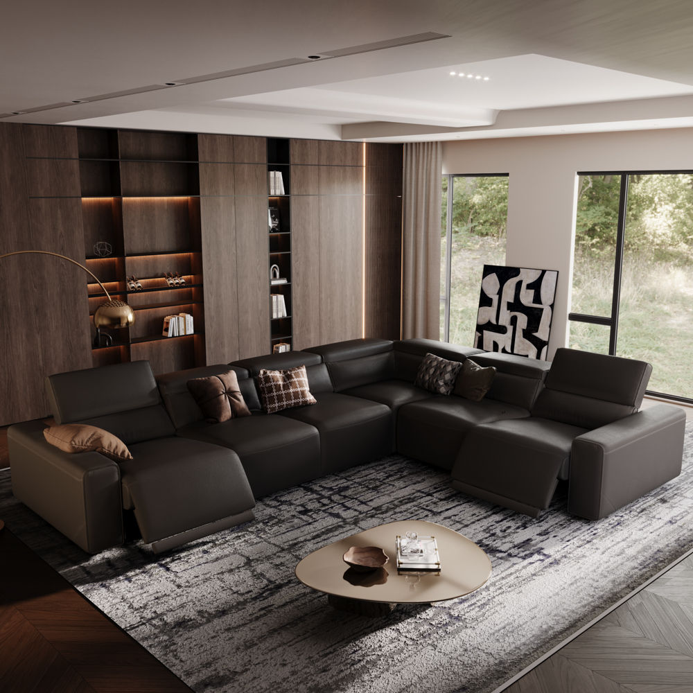 Benjamin Black Eco-friendly Microfiber Leather Modular Sofas