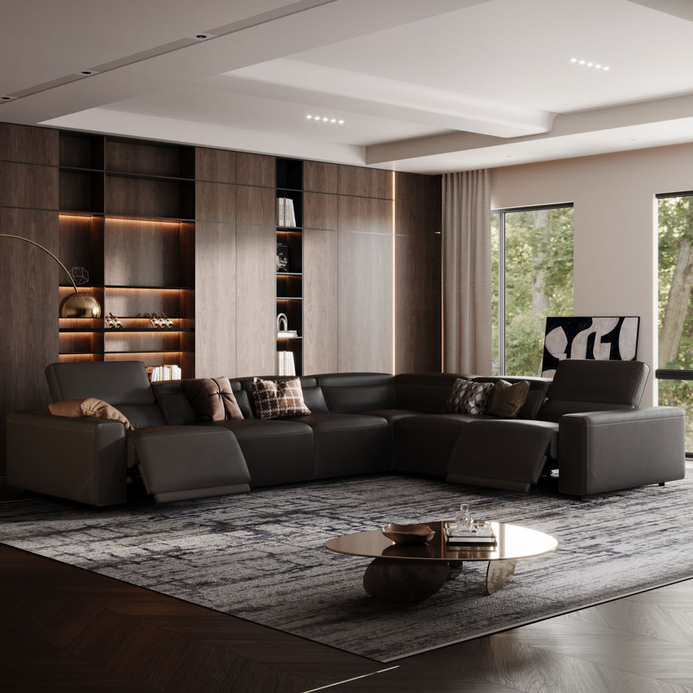 Sectionals Black Eco-friendly Microfiber Leather Modular Sofas
