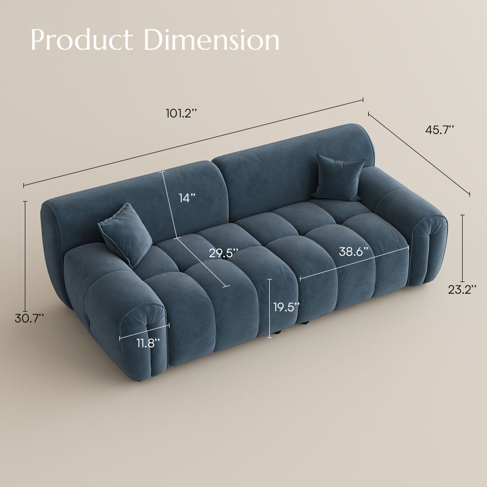 Navy Blue Velvet Fabric Modular Sofas
