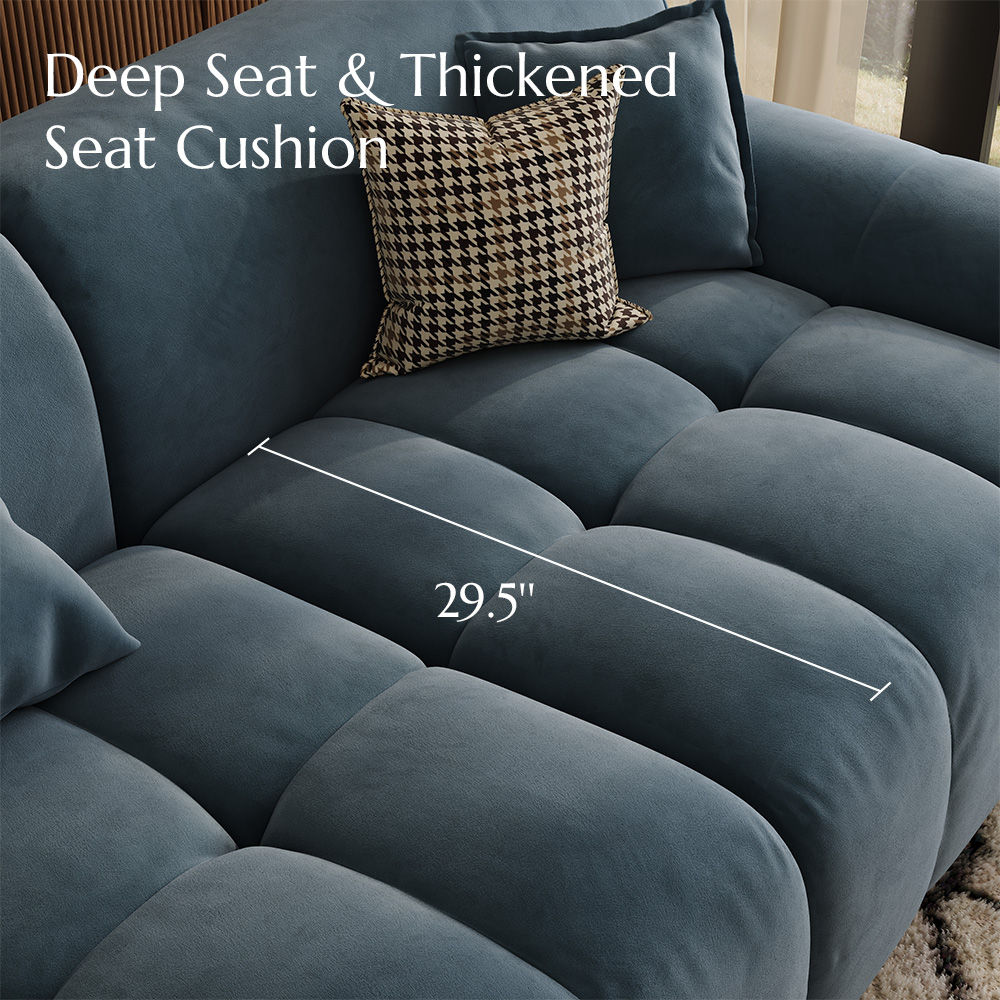 Navy Blue Velvet Fabric Modular Sofas