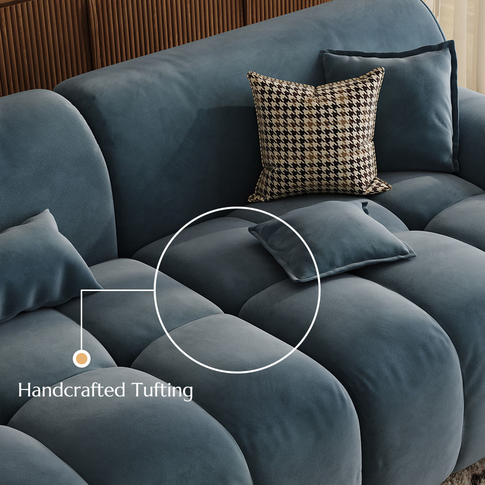 Navy Blue Velvet Fabric Modular Sofas