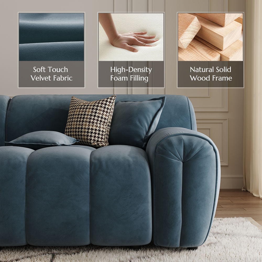 Navy Blue Velvet Fabric Modular Sofas