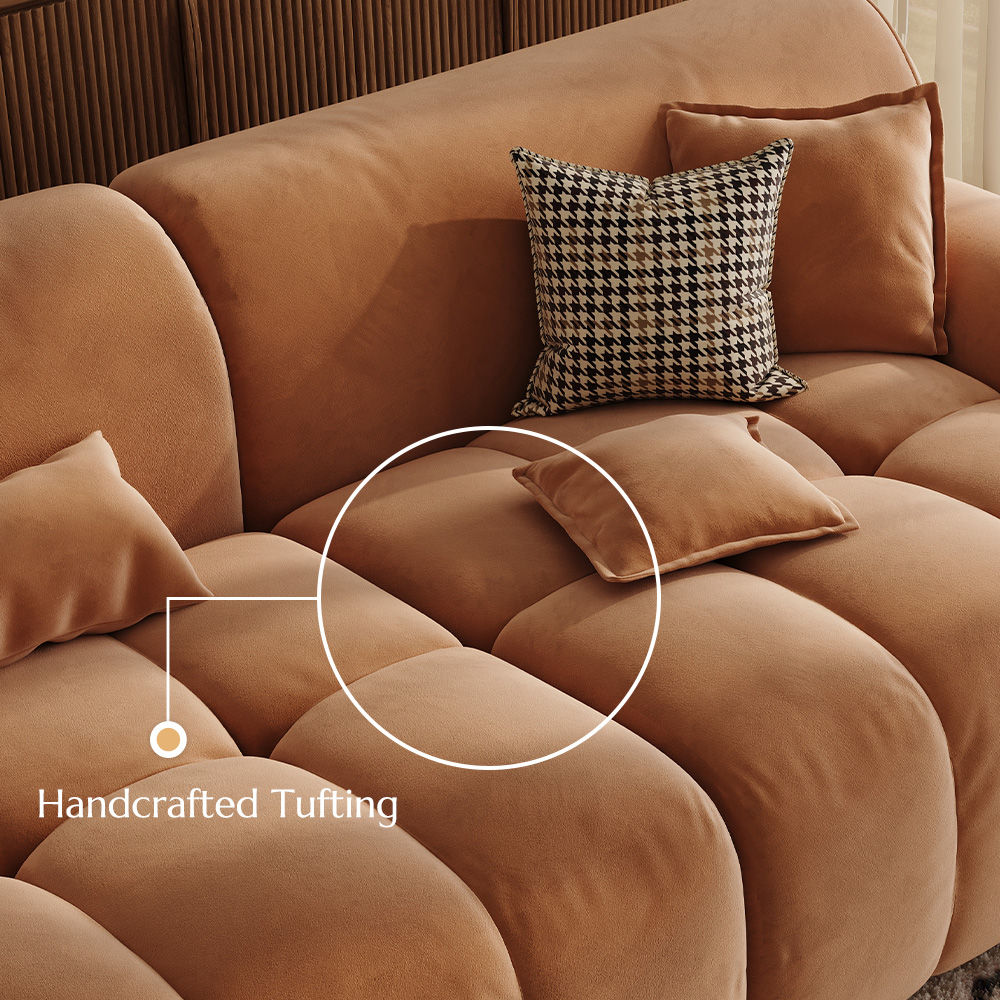 Brown Velvet Fabric Modular Sofas