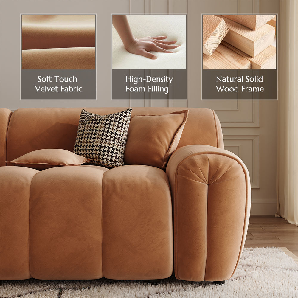 Brown Velvet Fabric Modular Sofas