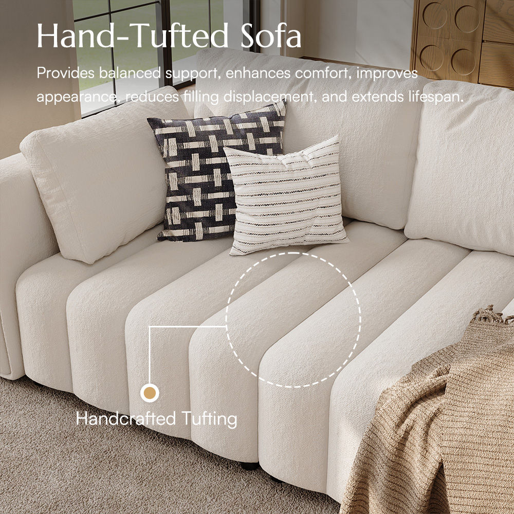 Living Room Beige Chenille Modular Sofas