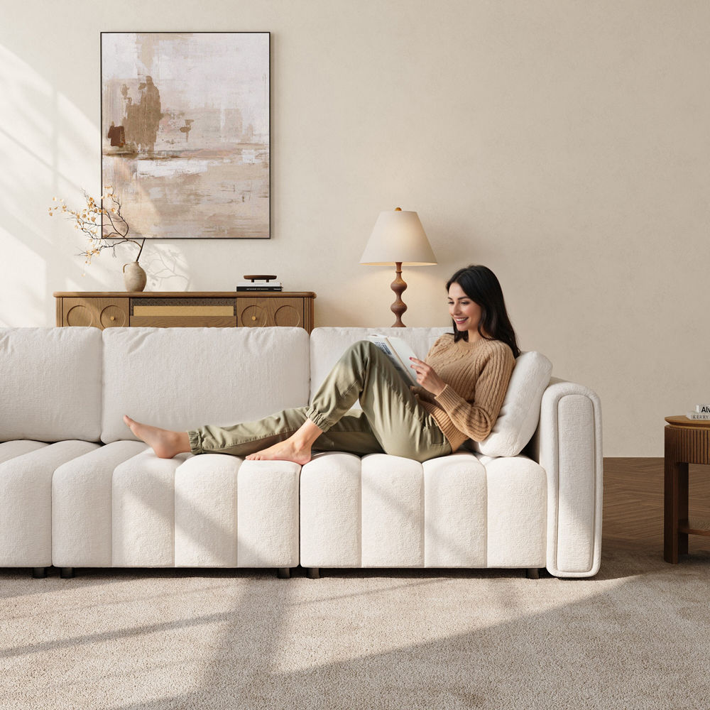 Partial Assembly Required Beige Chenille Modular Sofas