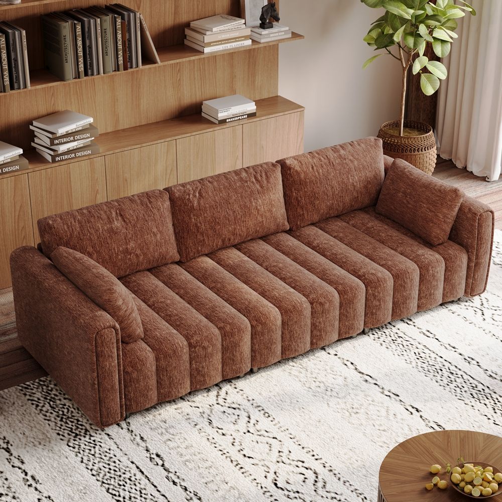 Apartment Brown Chenille Modular Sofas