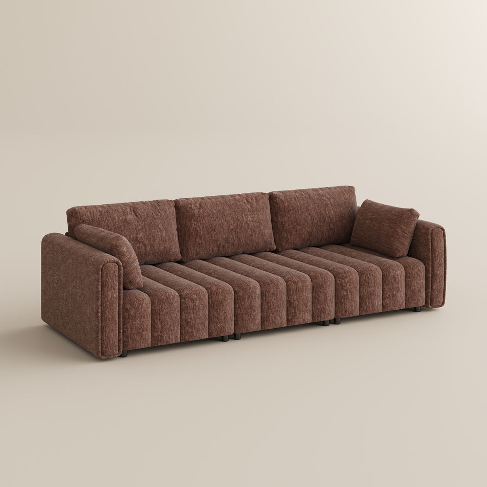 Modern Brown Chenille Modular Sofas