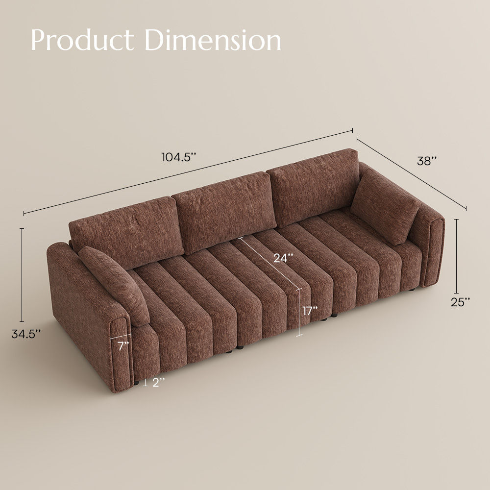 Chenille Brown Chenille Modular Sofas