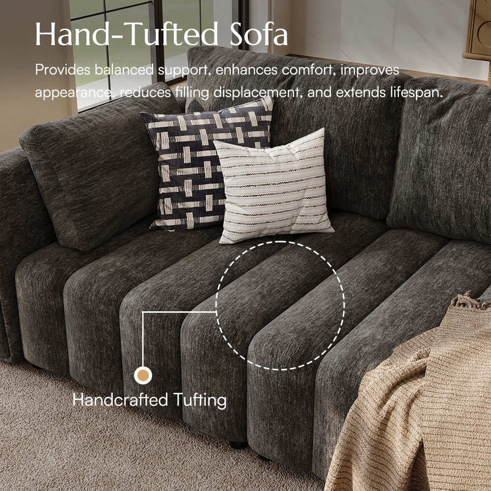 Sofas & Loveseats Black Chenille Modular Sofas