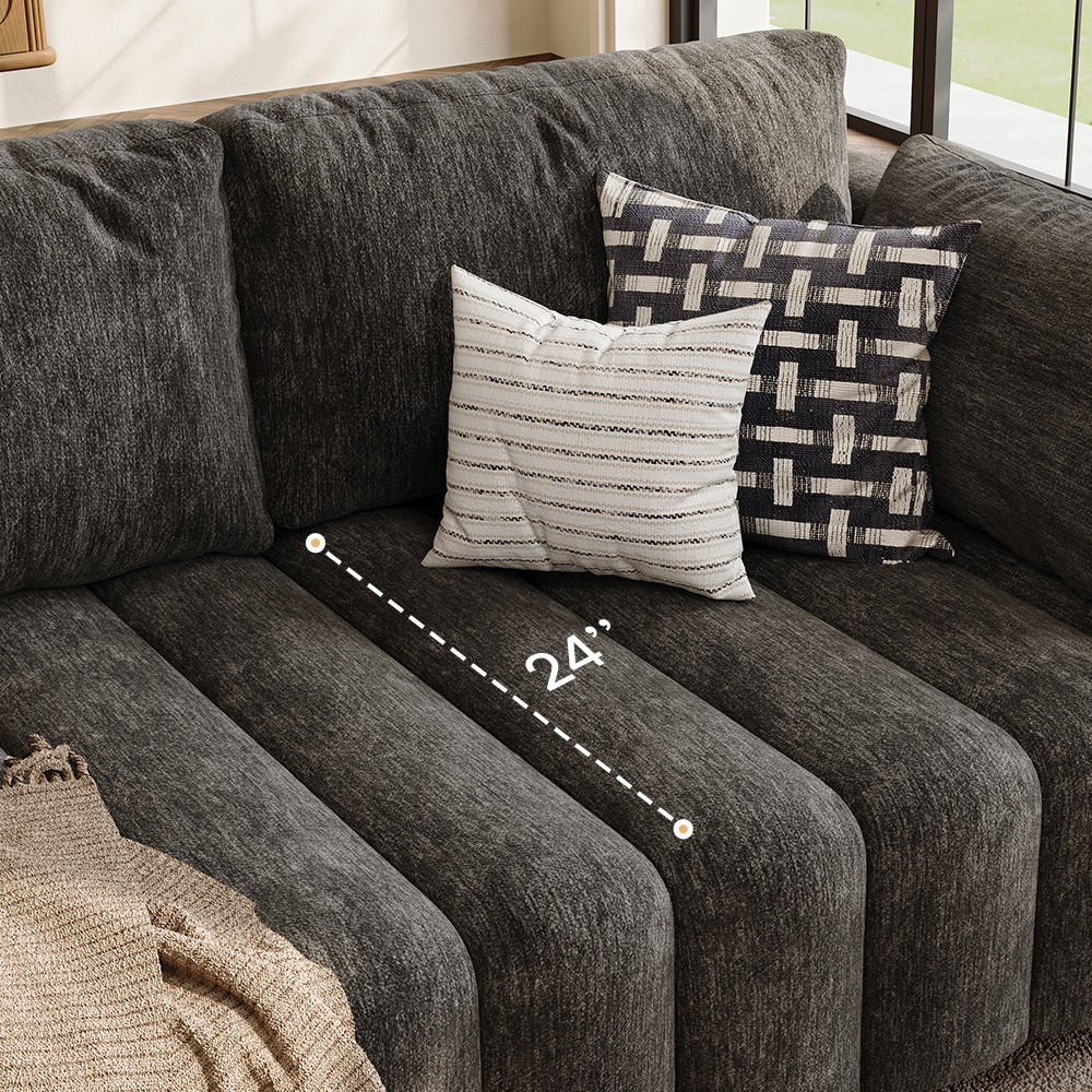 Pure Color Black Chenille Modular Sofas