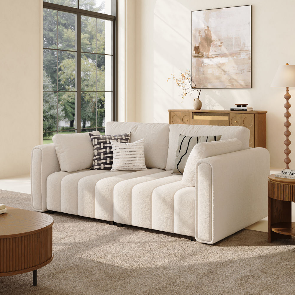 Green Beige Chenille Modular Sofas