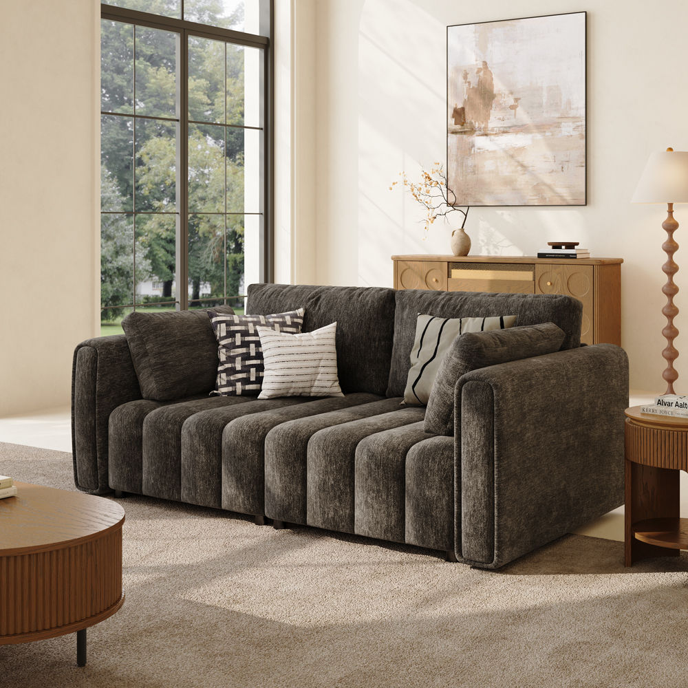 Pure Color Black Chenille Modular Sofas