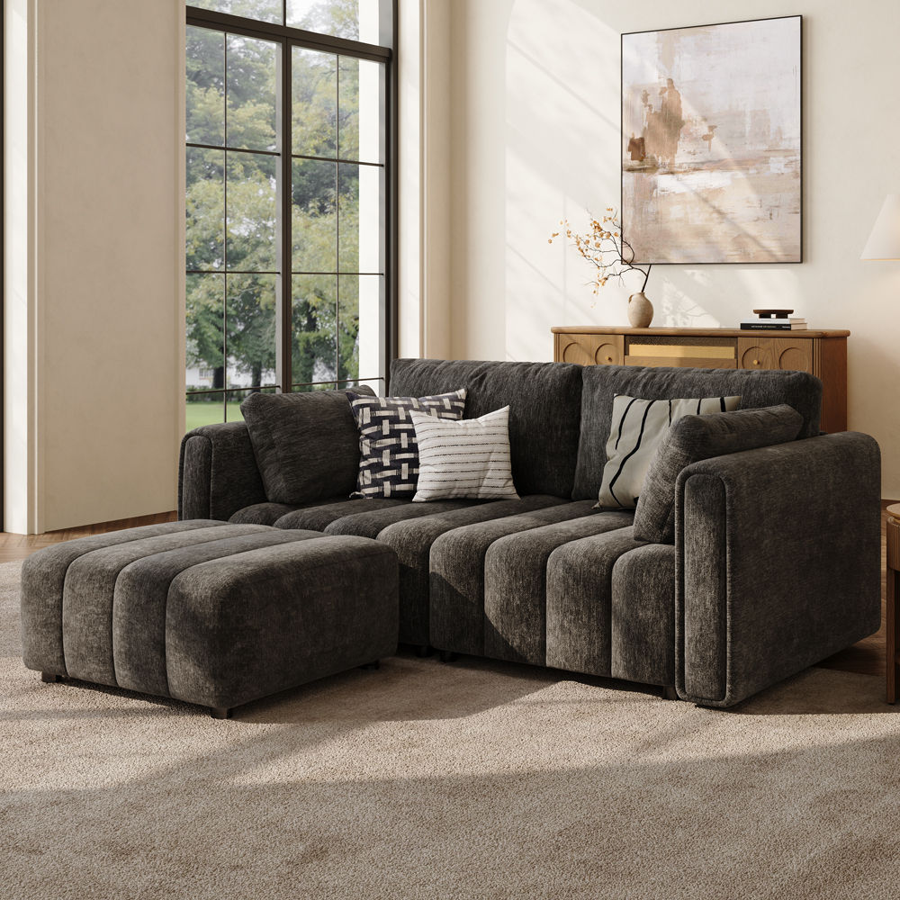 Black Chenille Modular Sofas