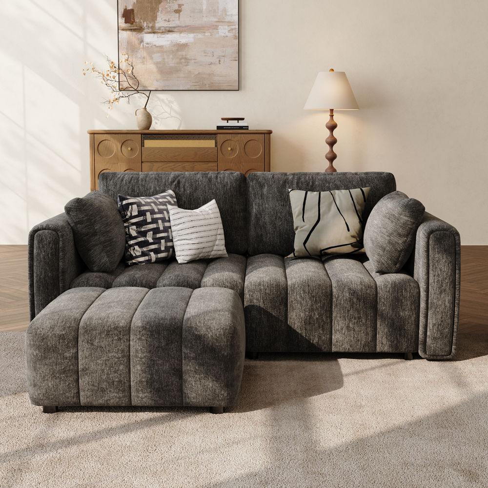 Black Chenille Modular Sofas