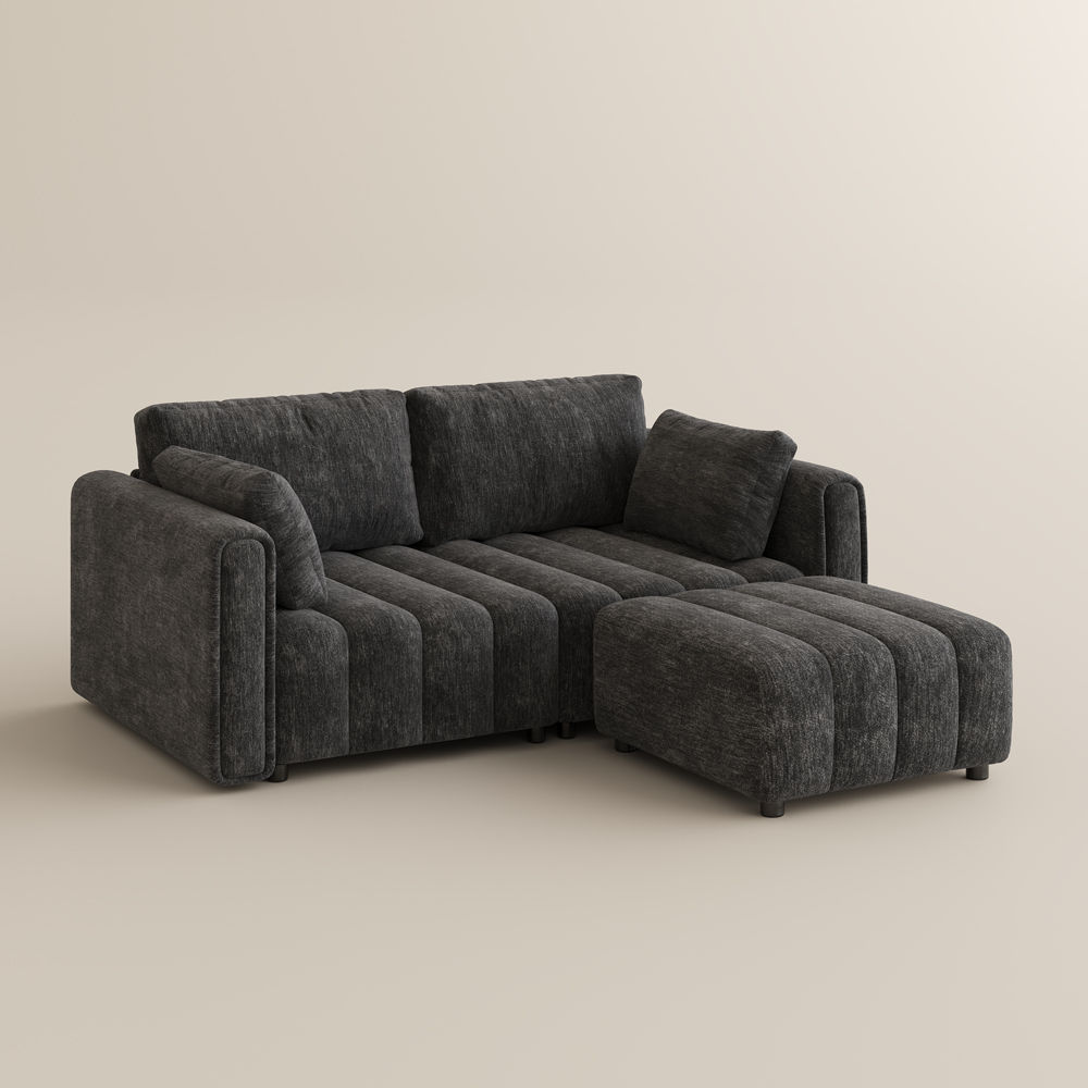 Black Chenille Modular Sofas