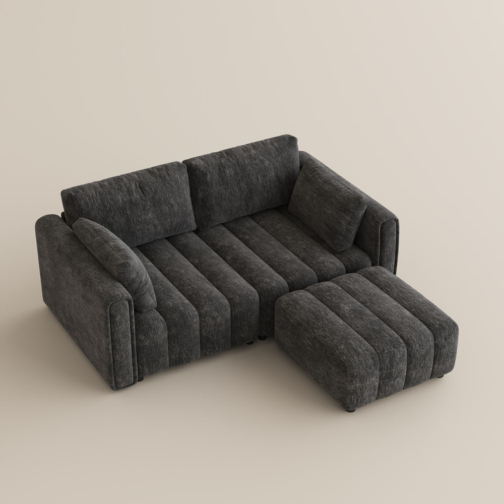 Black Chenille Modular Sofas