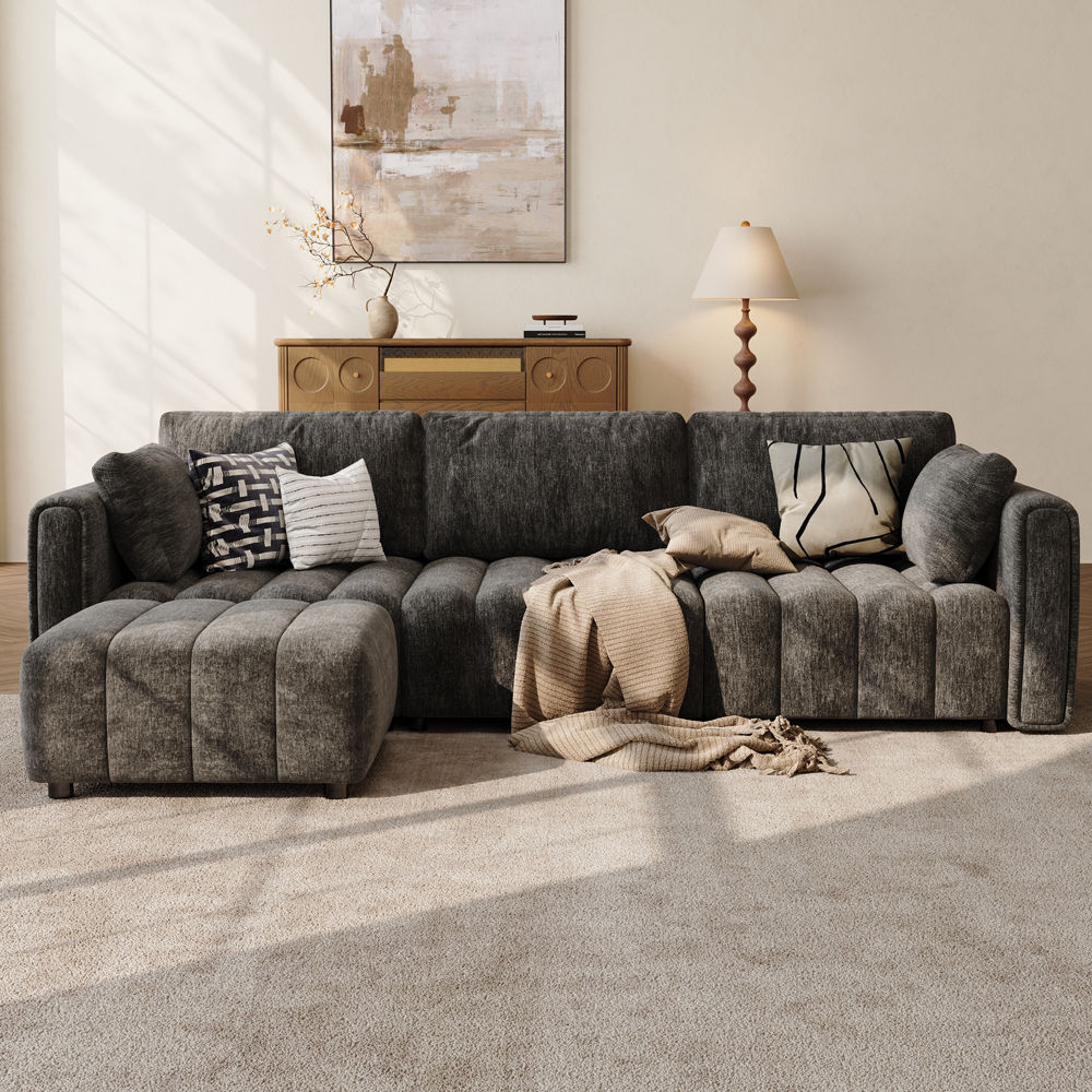 Black Chenille Modular Sofas