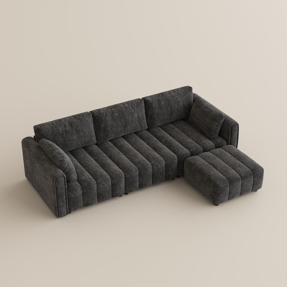 Black Chenille Modular Sofas