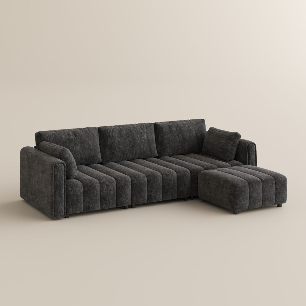 Black Chenille Modular Sofas