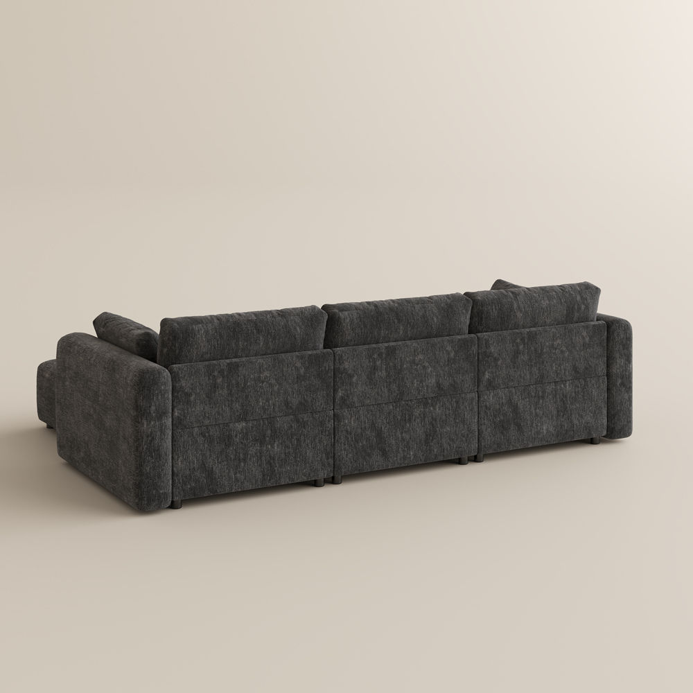 Black Chenille Modular Sofas