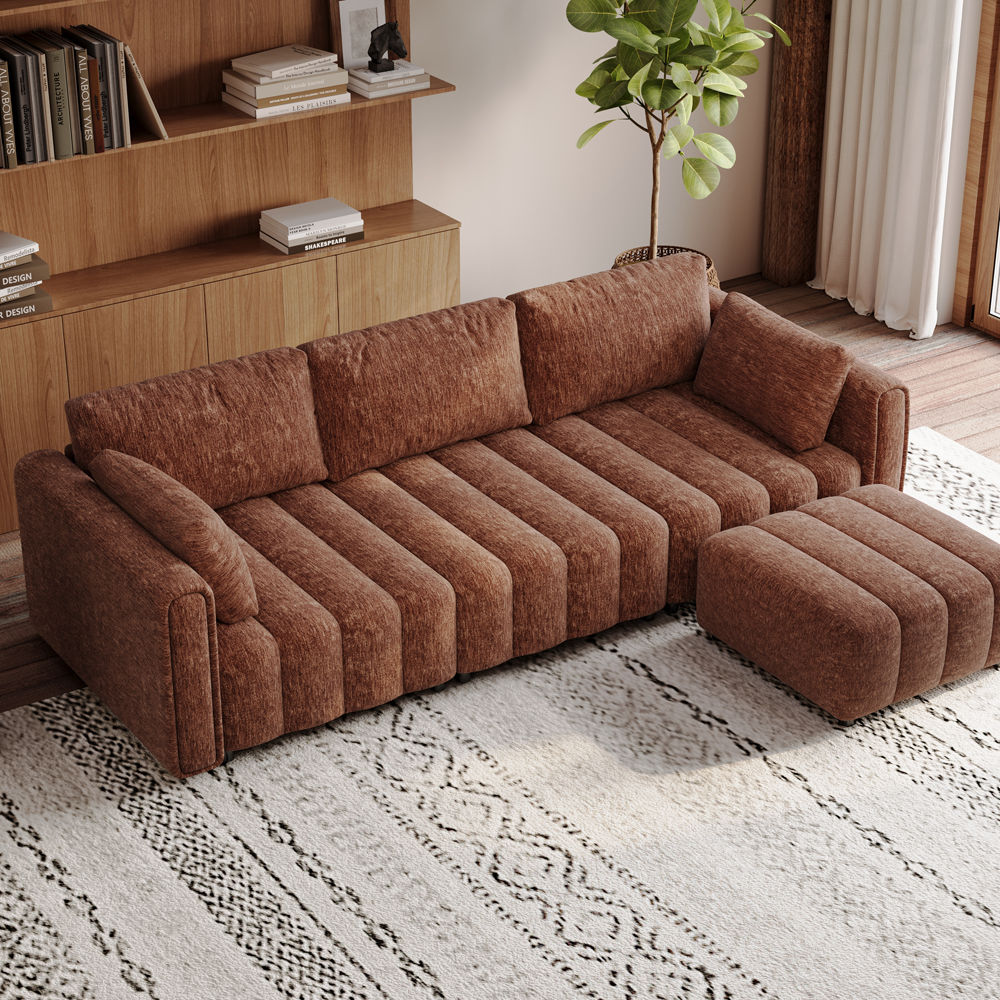Brown Chenille Modular Sofas