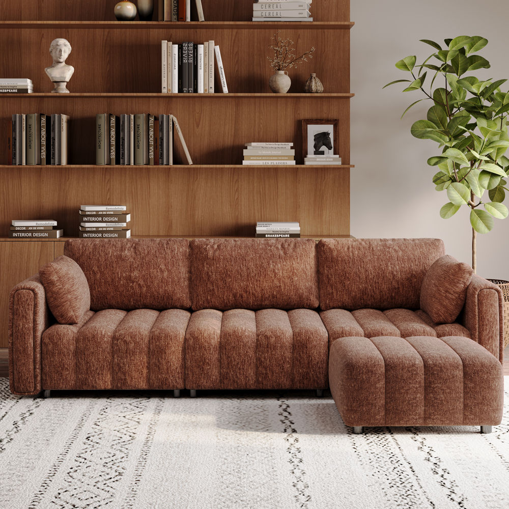Brown Chenille Modular Sofas