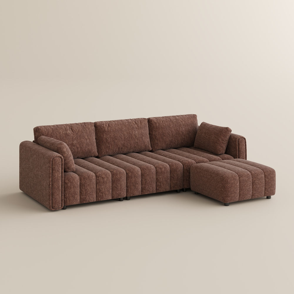 Brown Chenille Modular Sofas